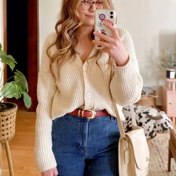 NWOT TRADLANDS Shelter Cotton Cardigan in Birch Size Small - Picture 10 of 10